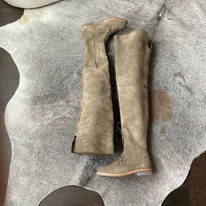 Aquazzura Suede Laced Over the Knee Boots 38 7.5 8